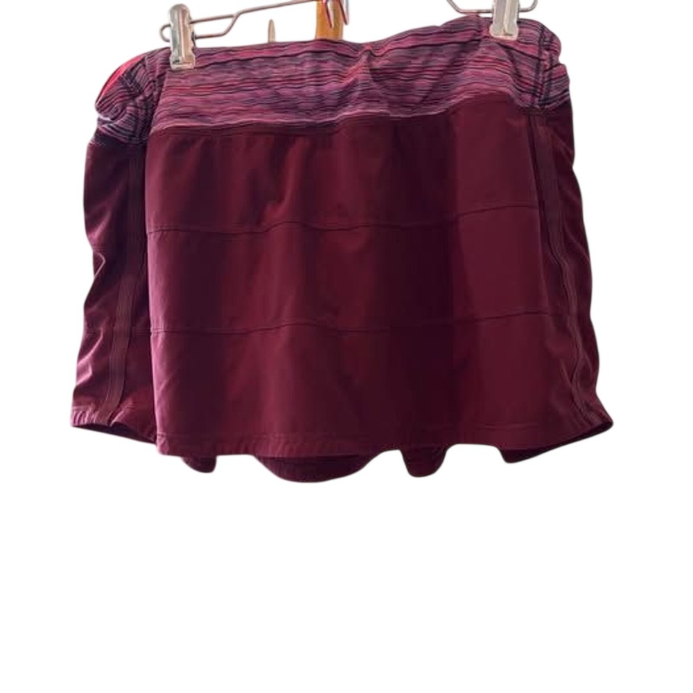 Lululemon Pace Setter Skirt Burgundy Maroon Ruffle Back Running Tennis Skort 10